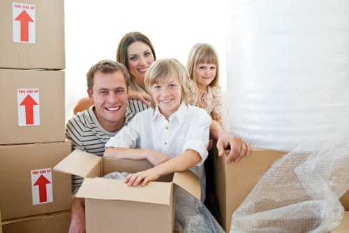 Packed moving boxes and household items ready for transport